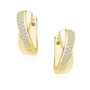 Cercei argint placati cu aur galben cu tortita cu pietre DiAmanti Z1441DEG_W-DIA (Argint 925‰ 2,7 g.)